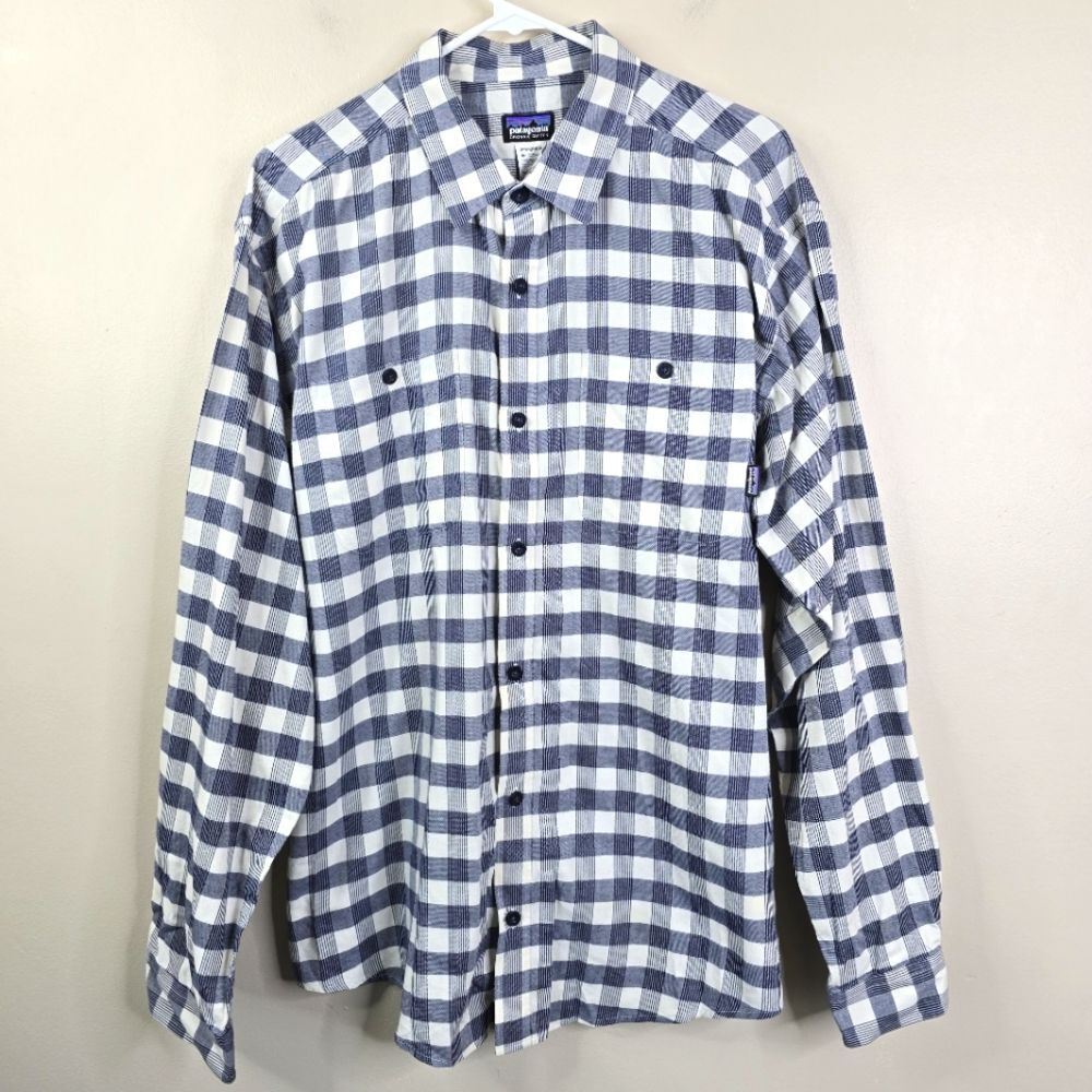Patagonia Mens Long Sleeve Organic Cotton Checkered Print Button Down Large